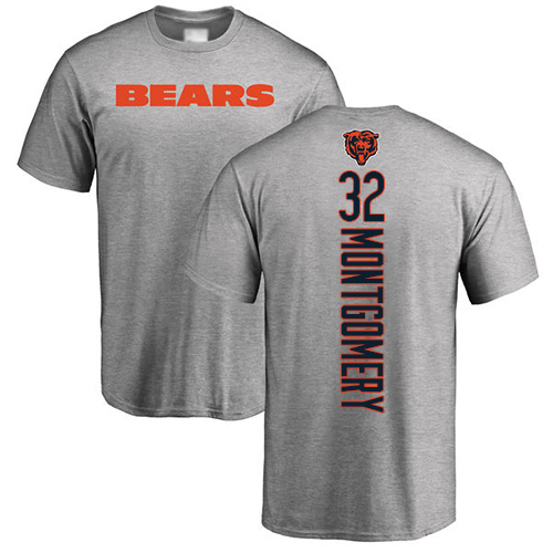 Chicago Bears Men Ash David Montgomery Backer NFL Football #32 T Shirt->nfl t-shirts->Sports Accessory
